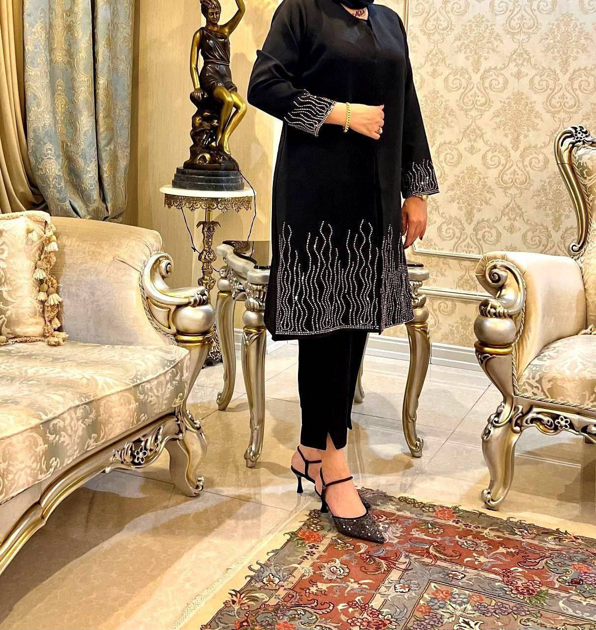 مانتو مجلسی نگین دار مدل شهره
