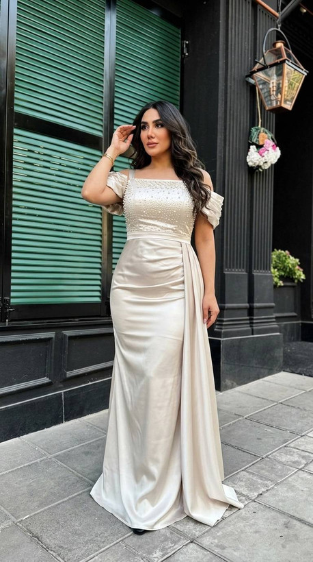 پیراهن ماکسی مجلسی مدل صدف ساتن