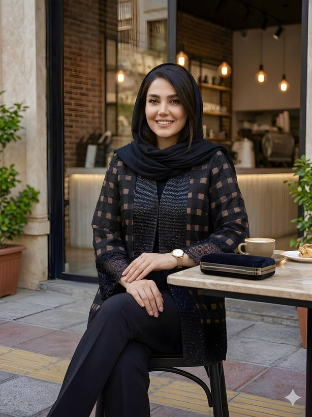 مانتو کتی ترکیبی با ژاکارد