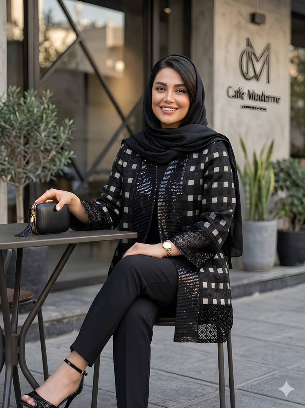 مانتو کتی ترکیبی با ژاکارد