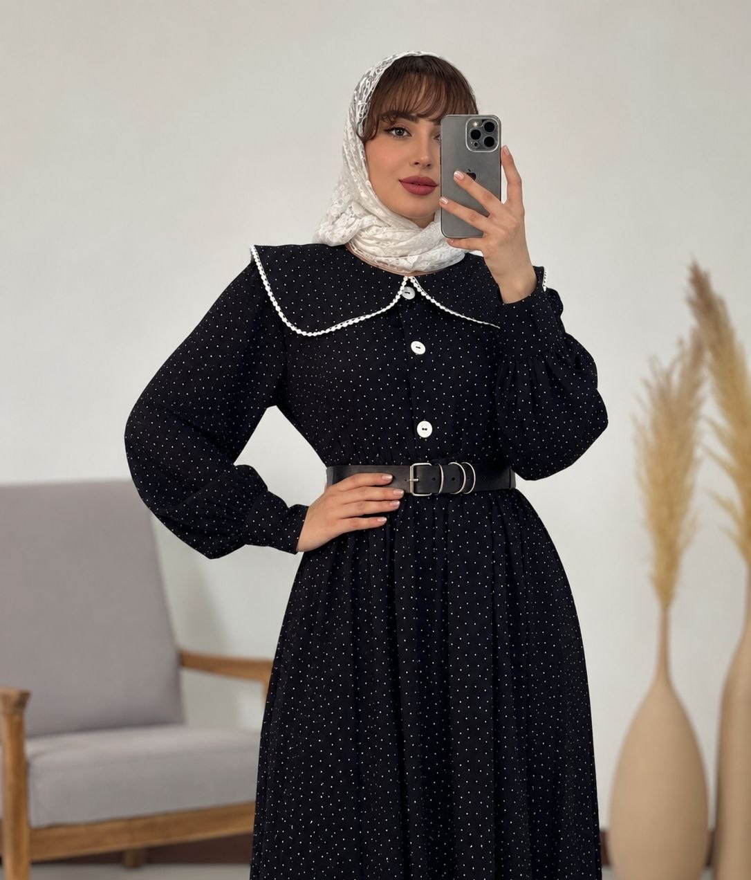 پیراهن بلند خالدار