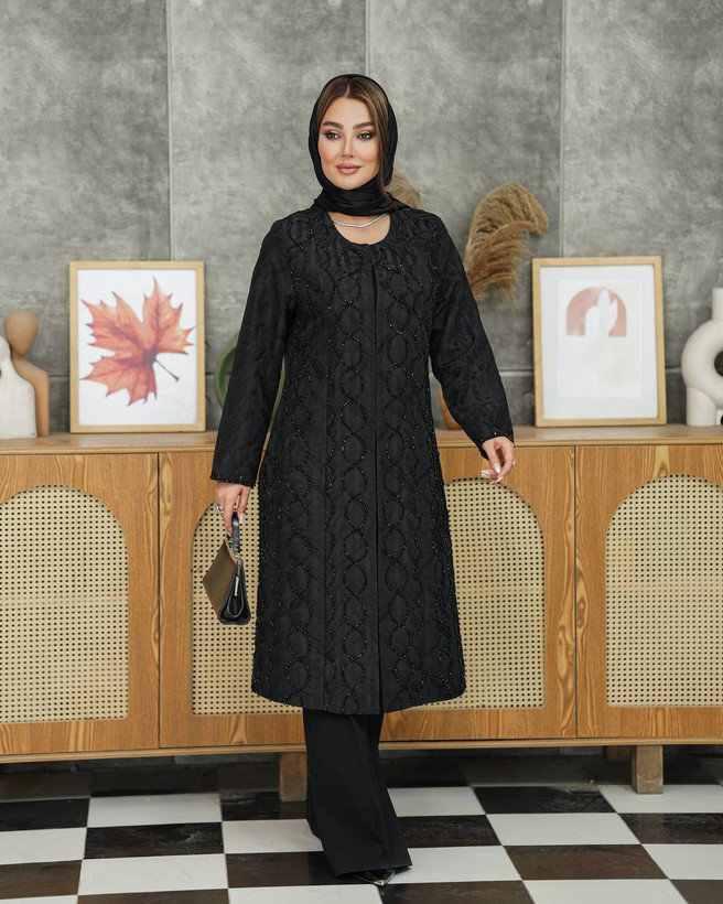 مانتو ژاکارد مزونی مدل هلالی