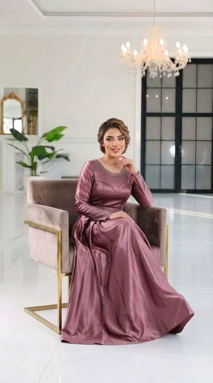 پیراهن ماکسی مجلسی با کیفیت ساتن ال ایکس مدل ساره